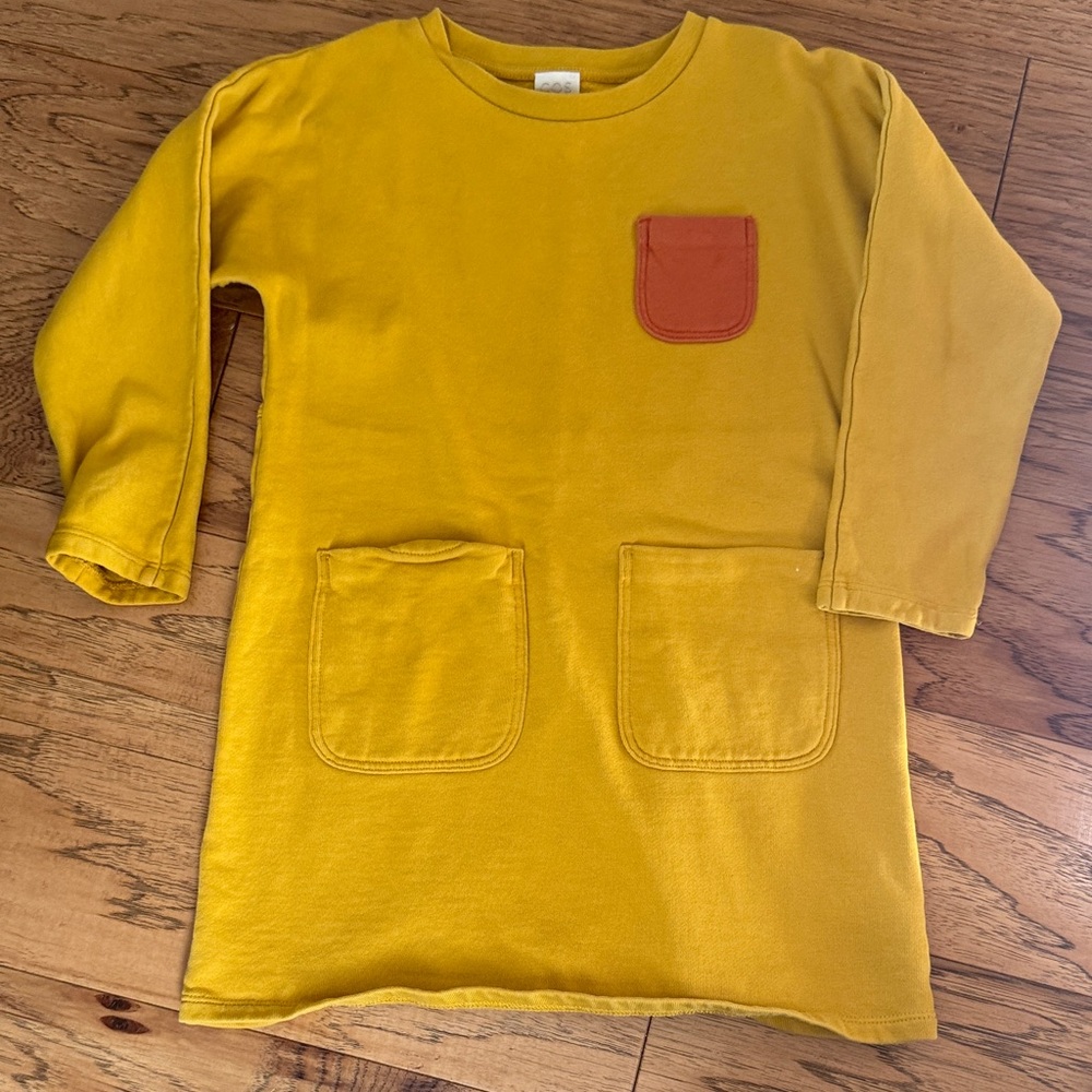 COS Mustard Yellow Kids dress with Orange Pocket